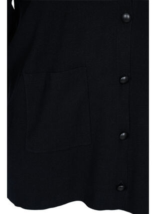 Strikket cardigan med volangkrage og lommer, Black, Packshot image number 3