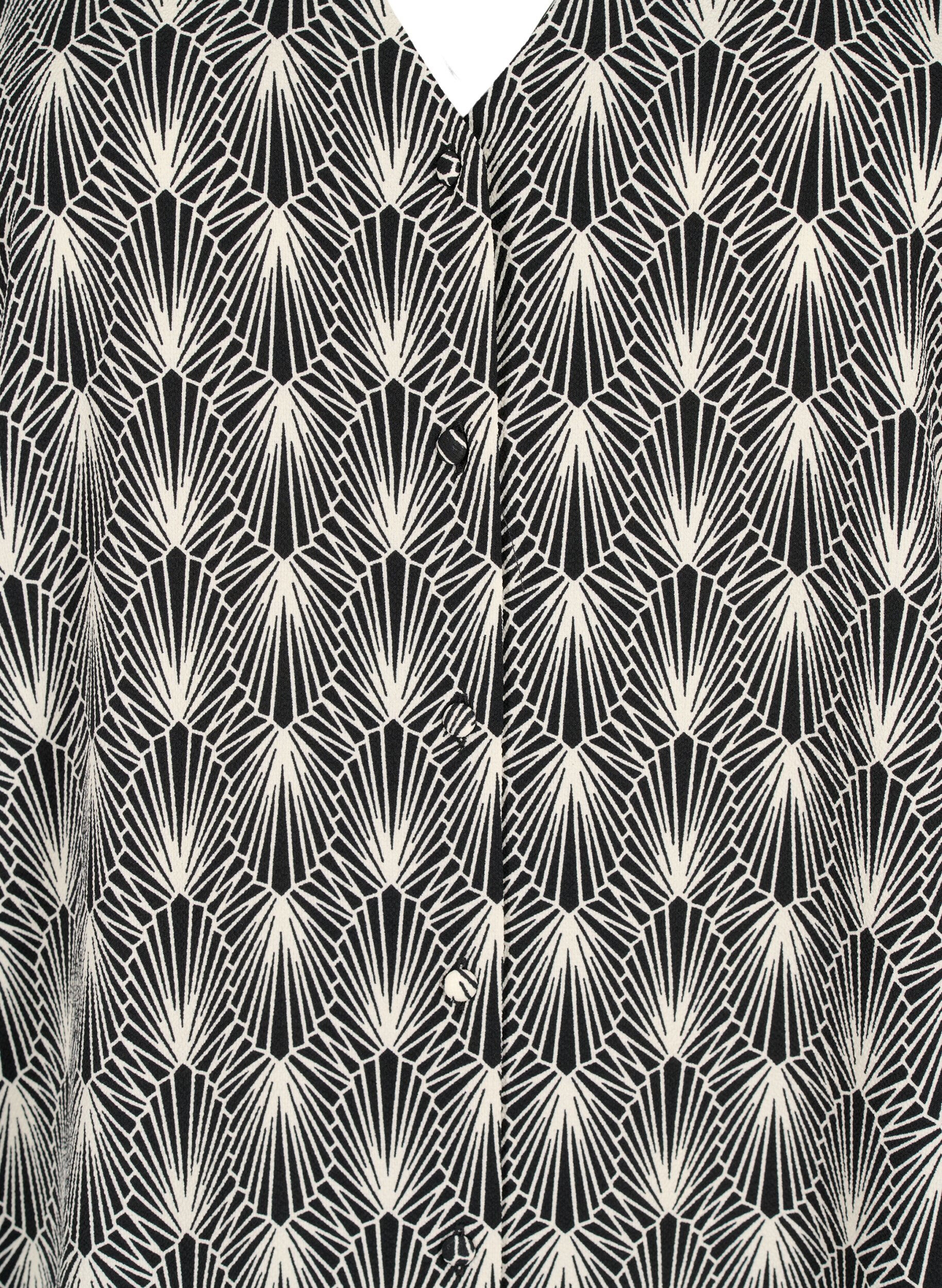 Zizzi Skjortebluse med v-hals og trykk, Birch Graphic AOP, Packshot image number 2