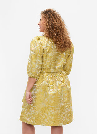 Kort omslagskjole med 3/4 ermer, Pear Liqueur, Model image number 1