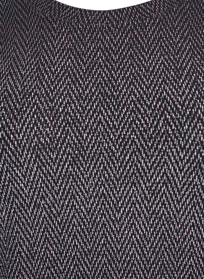Bluse med fiskebensm&oslash;nster og glittertr&aring;d, Svart, Packshot image number 2