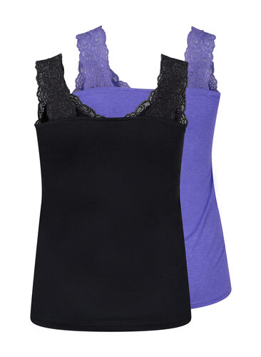 Topp med blonder, 2 stk., Black/Purple Coral, Packshot image number 1