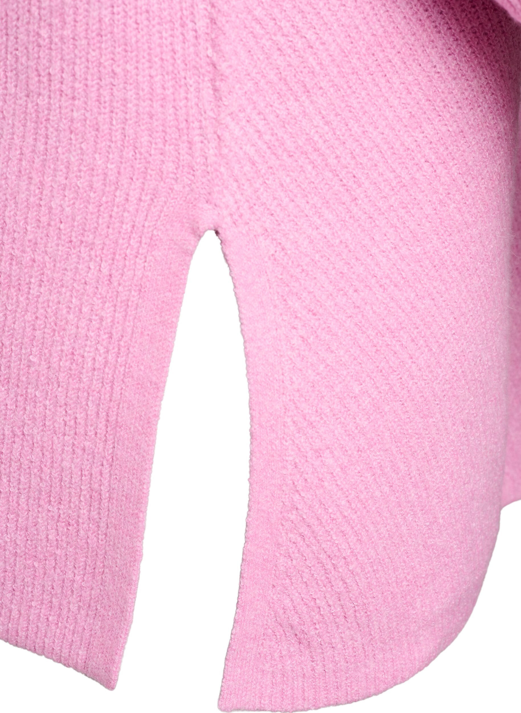 ZizziStrikkegenser med diagonalt m&oslash;nster og raglanermer, Rosa, Packshot image number 3