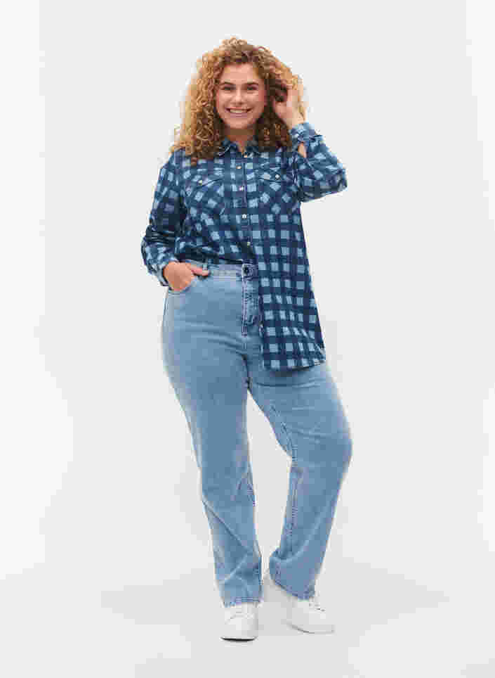 Skjorte i bomull med paisleymønster, Blue Check, Model image number 2