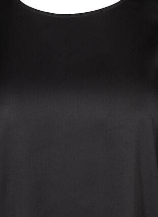 Shiny bluse med korte puffermer, Black, Packshot image number 2