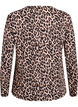 Langermet bluse med leopardm&oslash;nster, Brun, Packshot image number 1