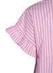 Stripete bluse med peplum og volangdetaljer, Pink Red Stripe, Packshot image number 3