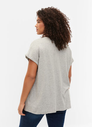 Kortermet T-skjorte i bomullsblanding, Heather Grey Mél, Model image number 1