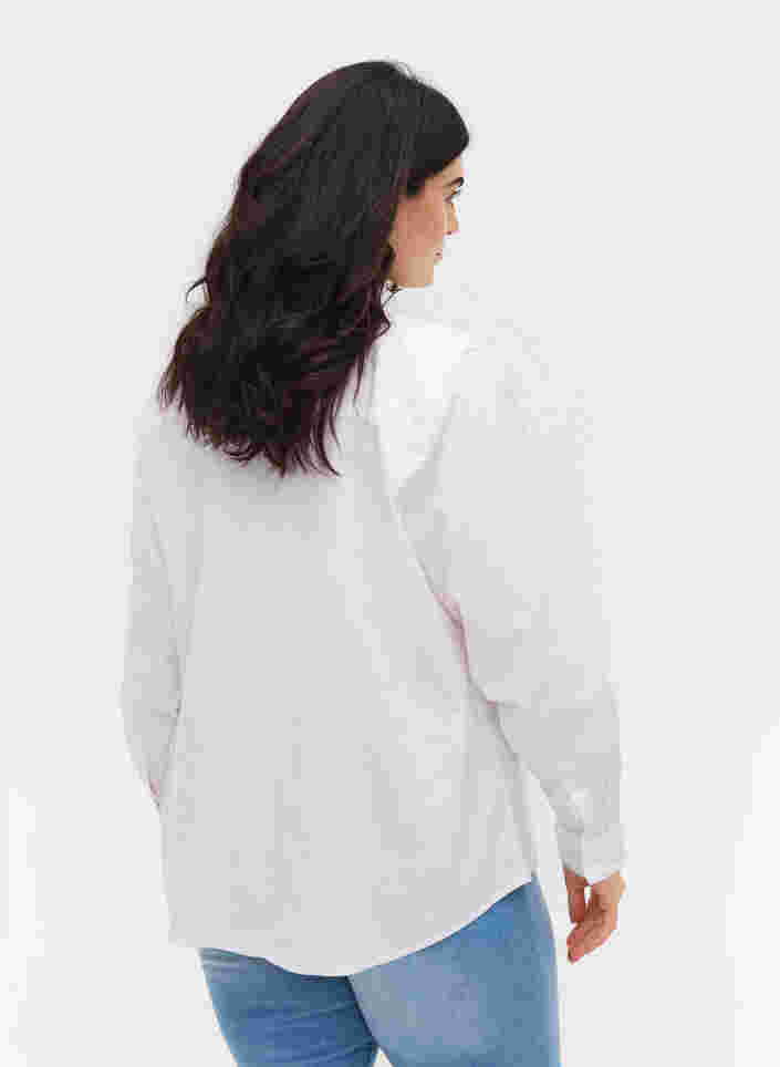 Langermet skjorte i bomull, Bright White, Model image number 1