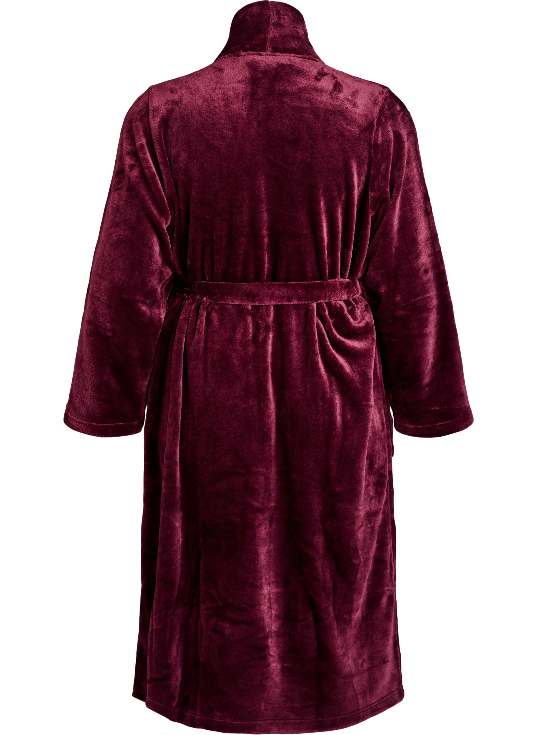 ZizziBadek&aring;pe i myk velur med lommer, M&oslash;rk Bordeaux, Packshot image number 1