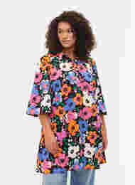 Blomstrete tunika med 3/4-ermer, Vibrant Flower AOP, Model