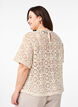 Heklet bluse med korte ermer, Beige, Model image number 2