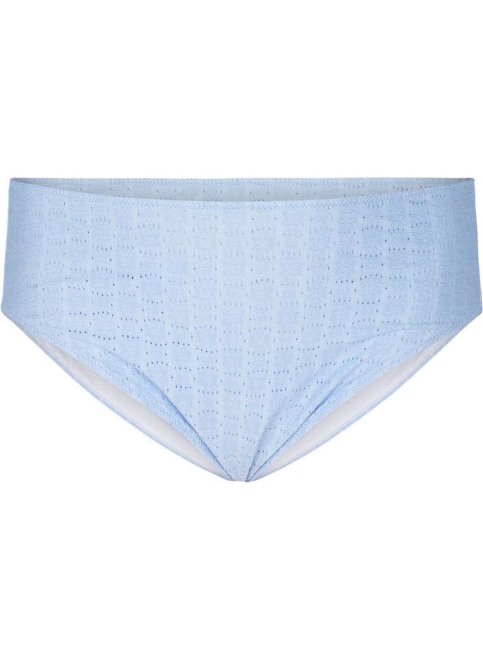 Bikinitruser med tai-snitt og strukturert mønster, Placid Blue, Packshot