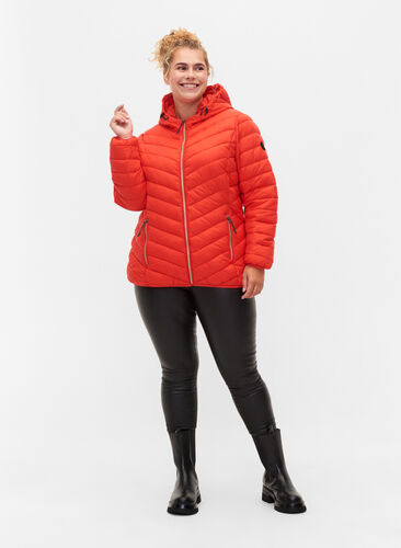 Lettvektsjakke med hette, Fiery Red, Model image number 4