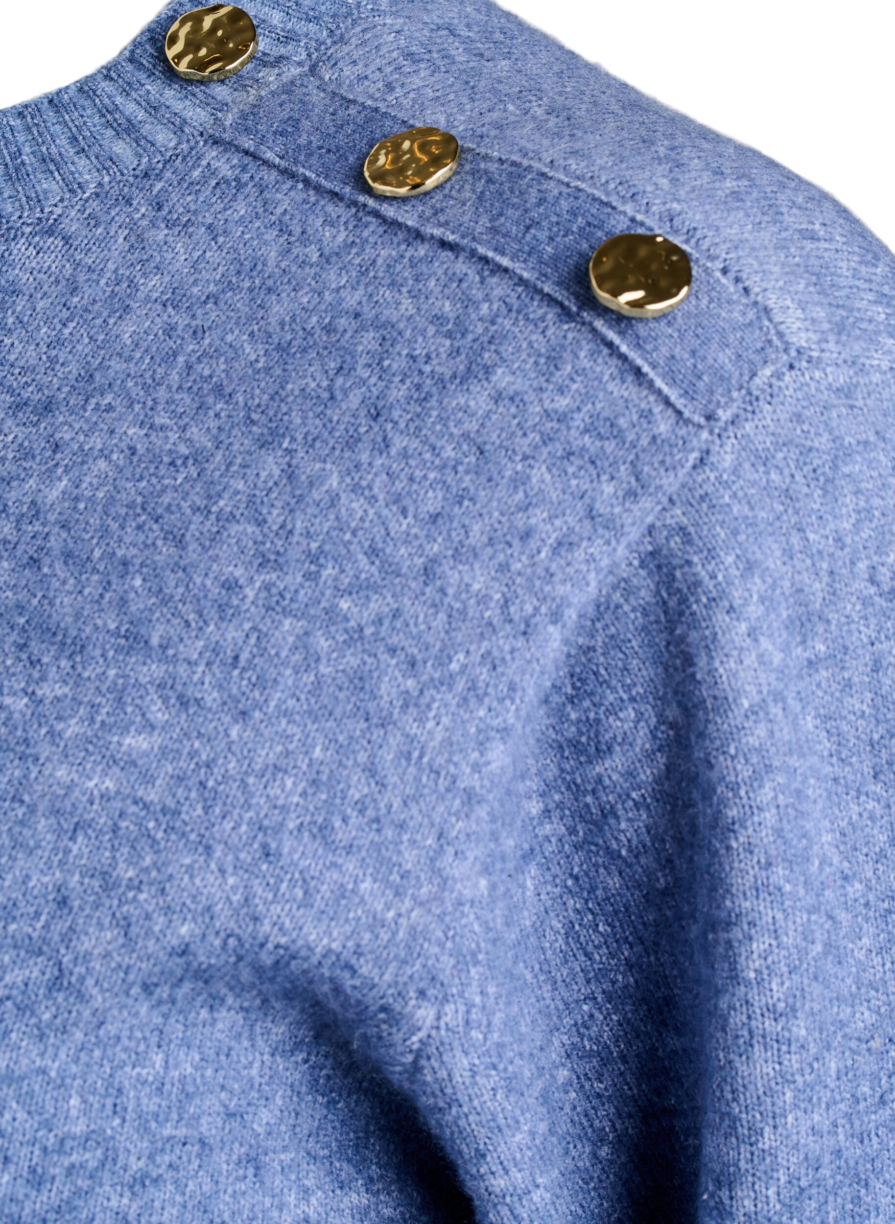 ZizziStrikket bluse med knappdetalj, Bl&aring;, Packshot image number 3