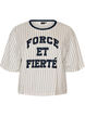 Boxy T-skjorte med striper og statement-trykk, Hvit, Packshot image number 0