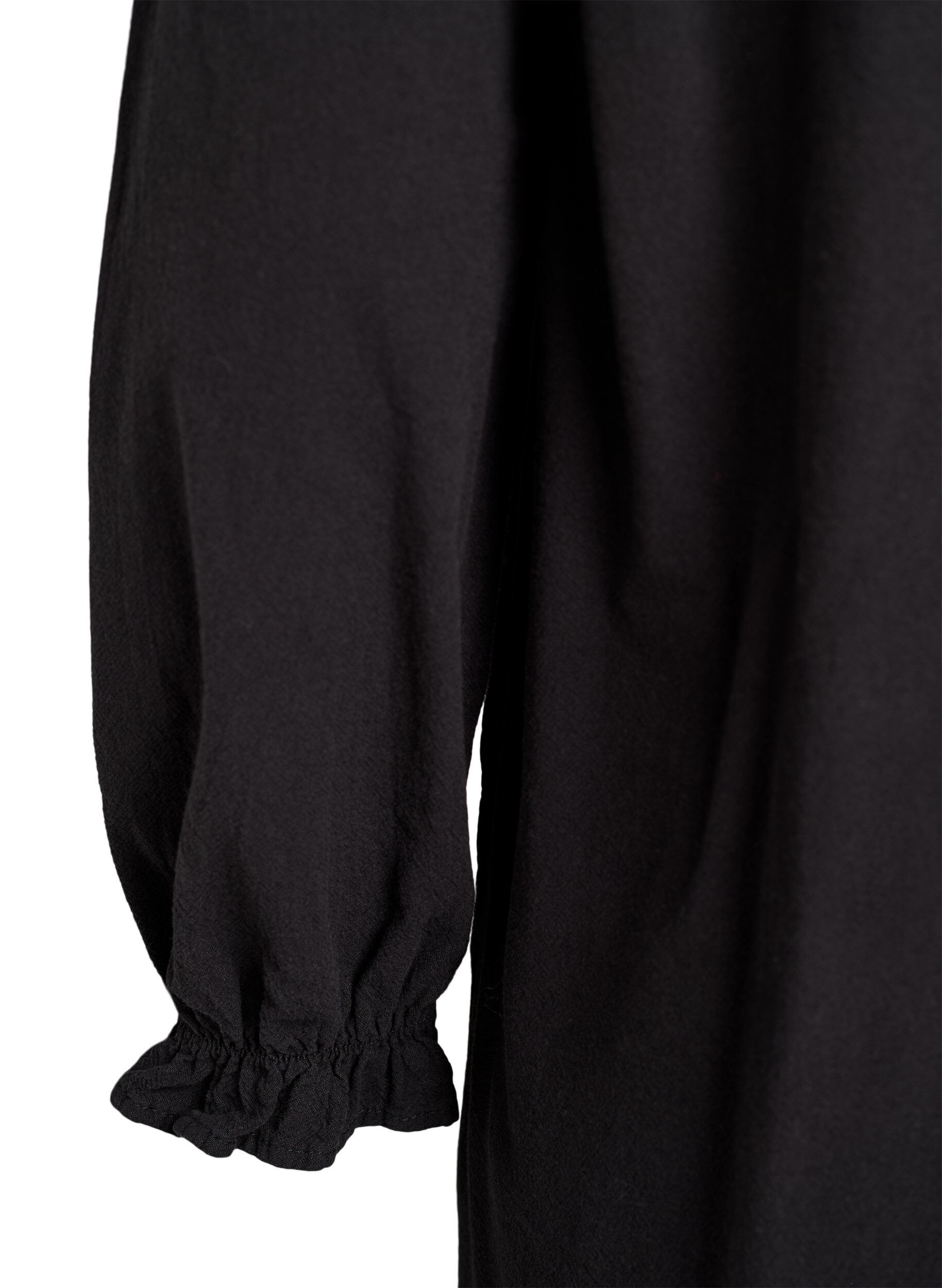 Zizzi Kort bomullskjole med V-hals, Svart, Packshot image number 3