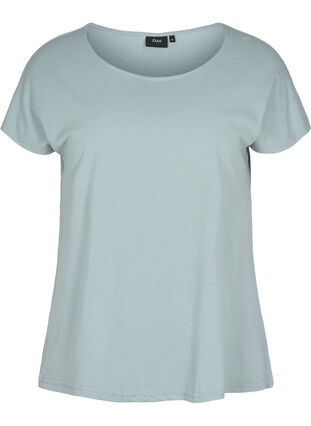 T-skjorte i bomullsmiks, Silver Blue, Packshot image number 0