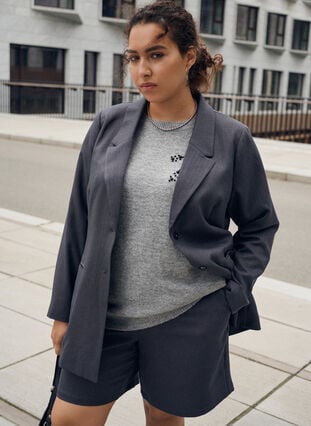 Zizzi Skreddersydde bermudashorts med lommer, Dark Grey , Image image number 0