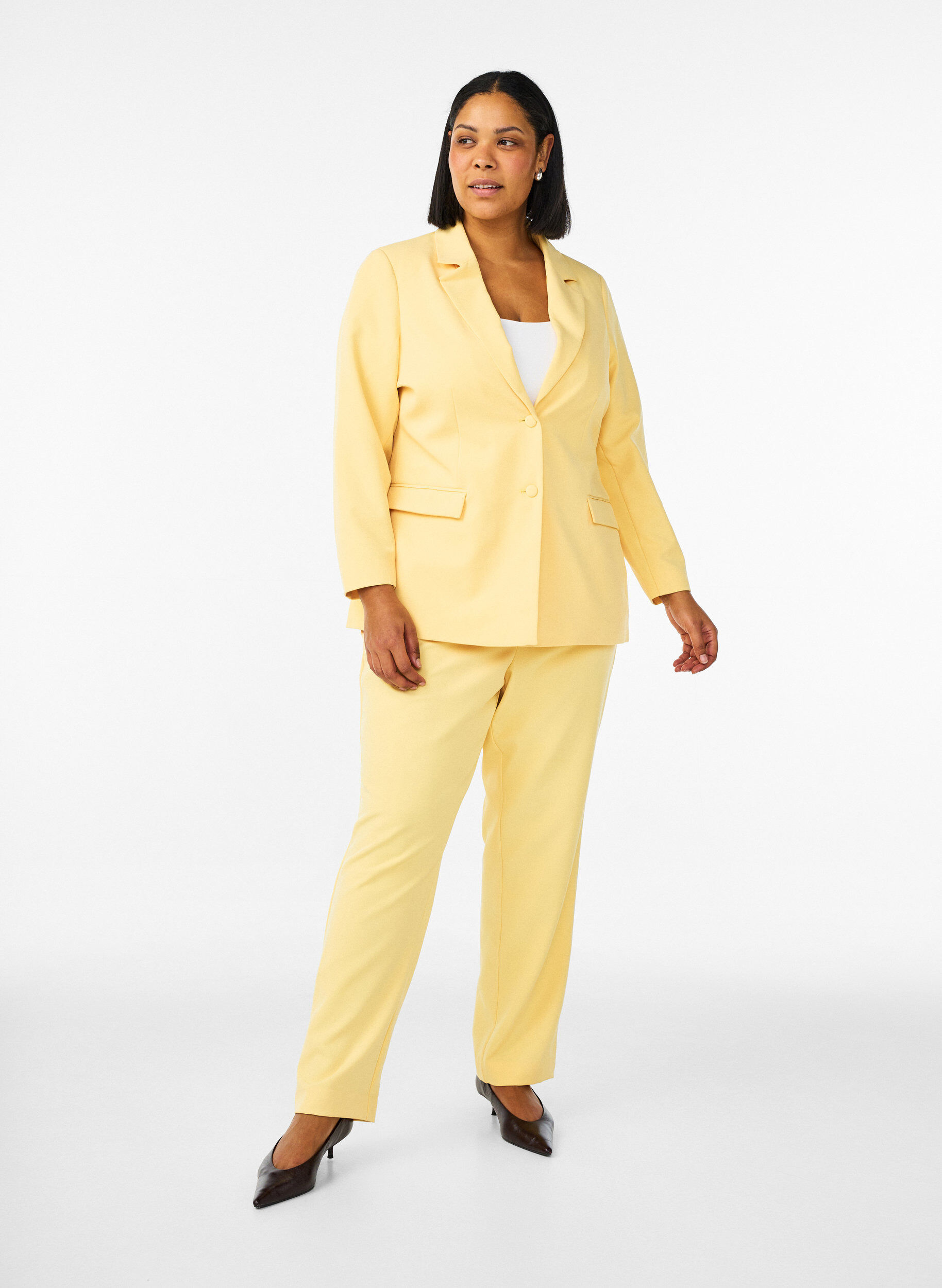 ZizziKlassisk blazer med knappelukking, Gul, Model image number 1
