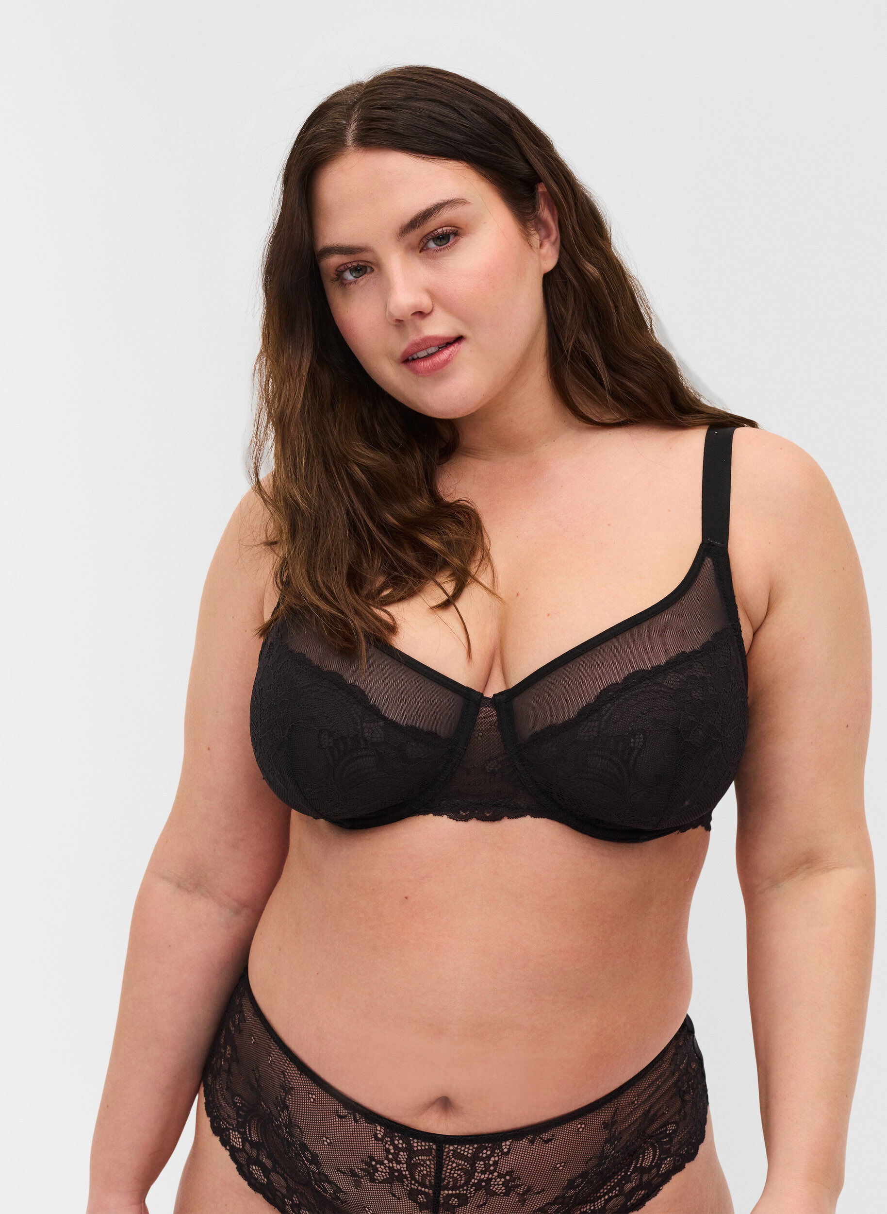 Zizzi Blonde-BH med mesh, Black, Model image number 0