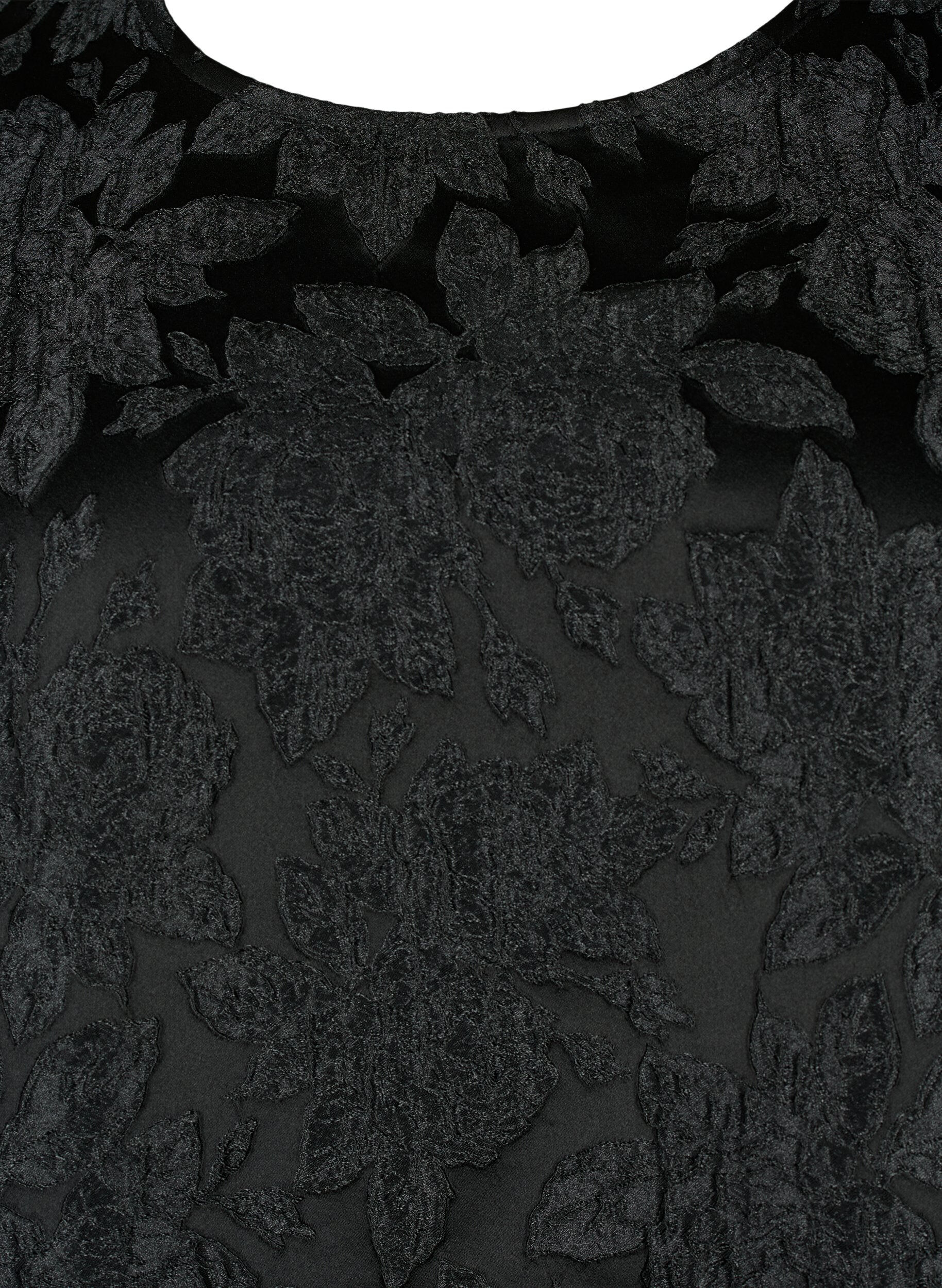 Zizzi Jacquard-bluse med 3/4-ermer, Black, Packshot image number 2