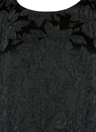 Jacquard-bluse med 3/4-ermer, Black, Packshot image number 2