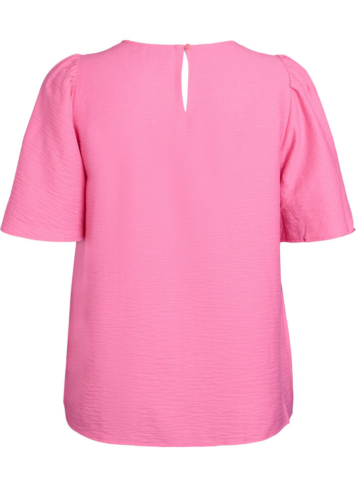 Bluse med korte, vide ermer, Rosa, Packshot image number 1