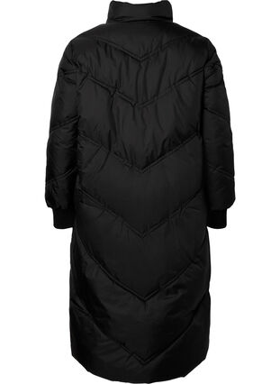 Lang puffer-vinterjakke, Black, Packshot image number 1