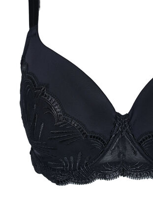 Zizzi BH med bøyle, vattering og blonder, Black, Packshot image number 2