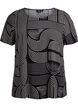 Kortermet bluse i viskose med trykk, Svart, Packshot image number 0