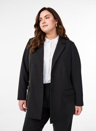 Zizzi Klassisk blazer med knappelukking, Black, Model image number 0