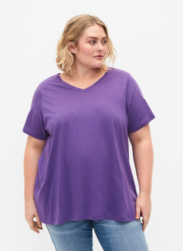 Kortermet T-skjorte med A-form, Deep Lavender, Model image number 0
