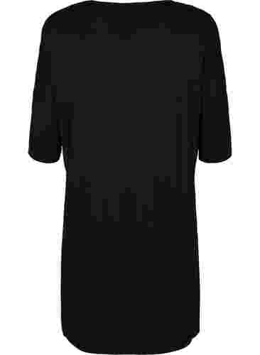 Jerseykjole i viskose med 3/4 ermer, Black, Packshot image number 1
