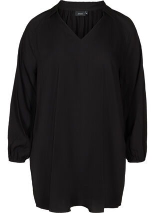 Langermet tunika med v-hals, Black, Packshot image number 0