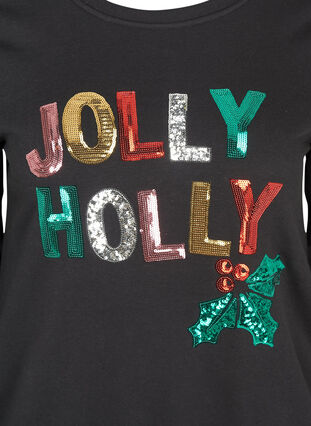 Sweatshirt til jul med paljetter, Black, Packshot image number 2