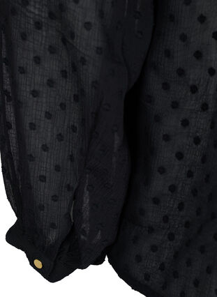 Prikkemønstret bluse med V-utringning og perler, Black w. Cobber, Packshot image number 3
