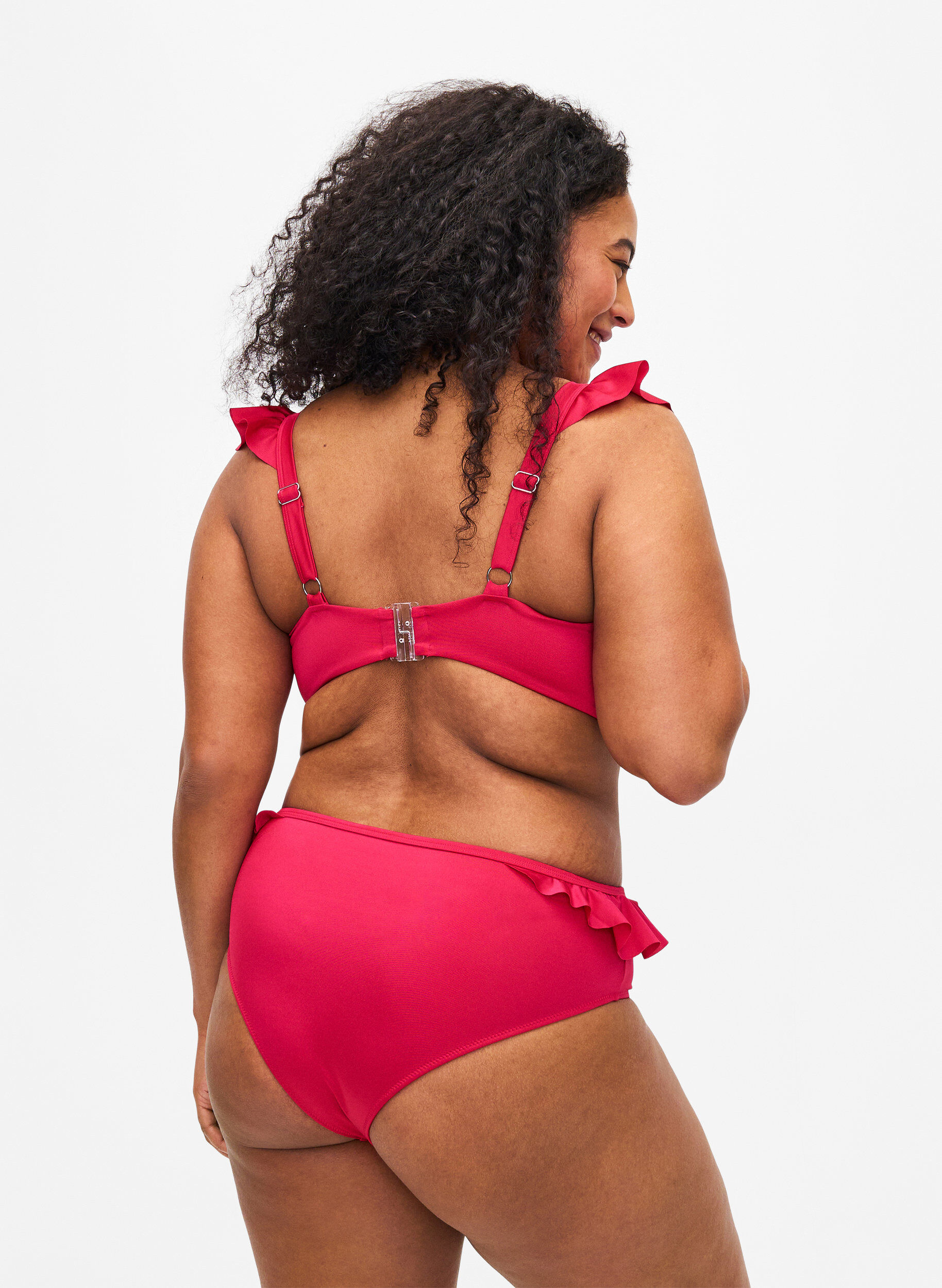 Zizzi Bikinitruse med volanger, Rosa, Model image number 1