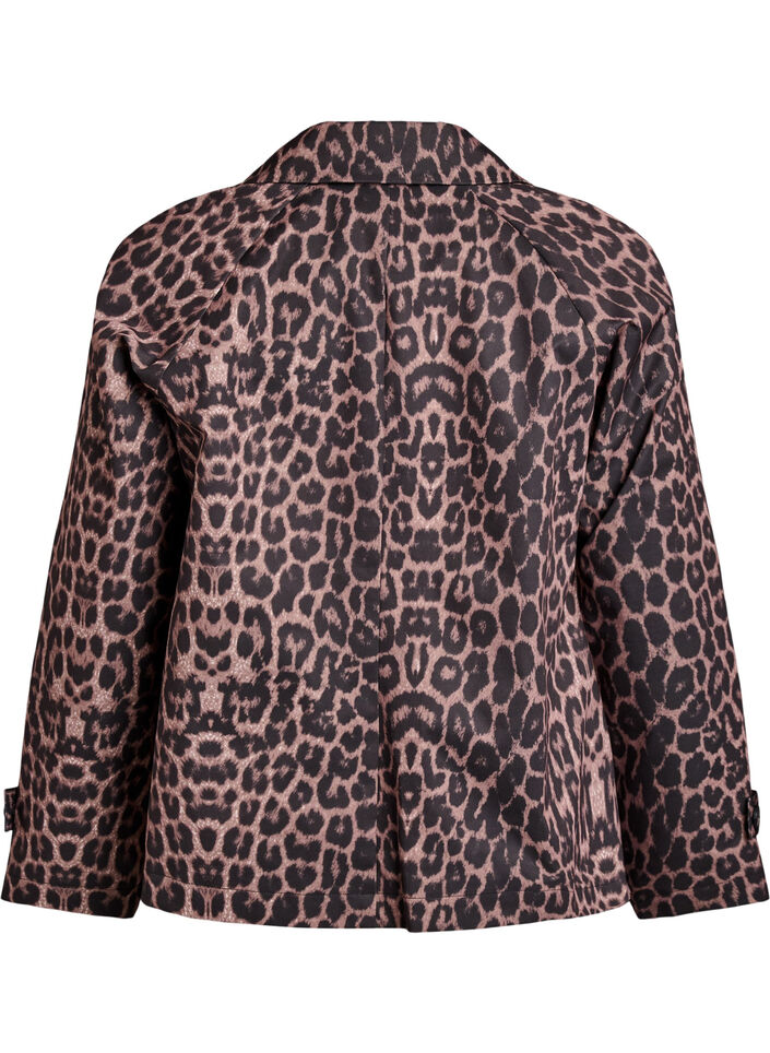 Dobbeltradet blazerjakke med leopardmønster, Leo AOP, Packshot