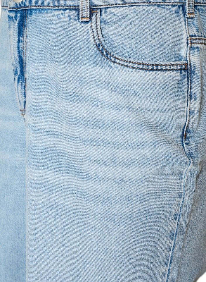 Cropped jeans med en avslappet stil og r&aring; kanter, Bl&aring;, Packshot