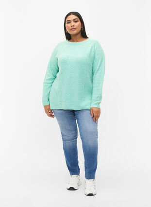 Melert-genser med splitt i siden, Cabbage/White, Model image number 2
