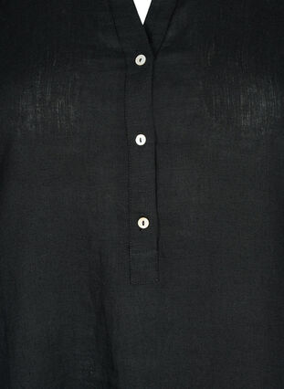 Kortermet kjole i 100% lin, Black, Packshot image number 2