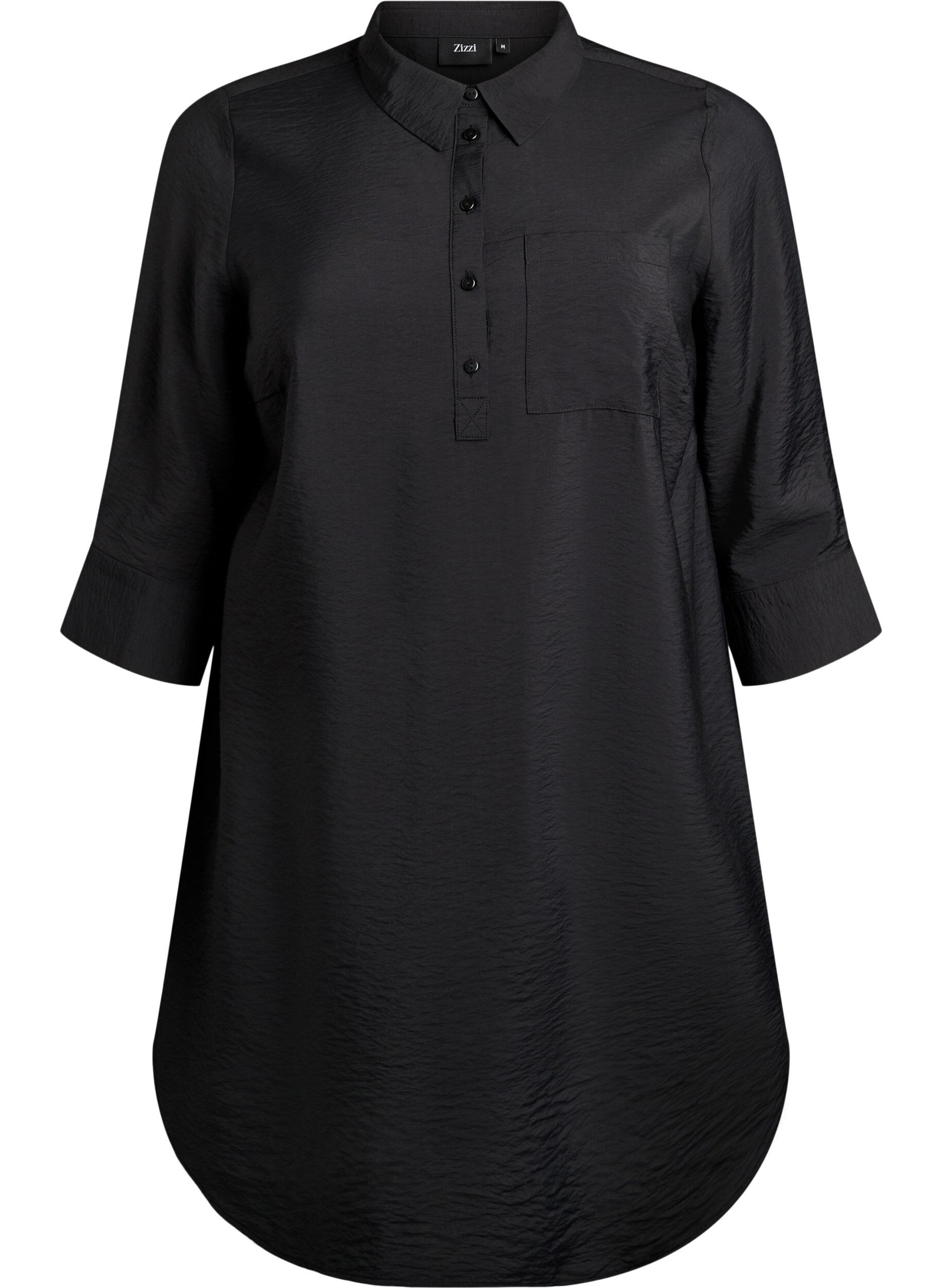 Kort kjole med krage og brystlomme