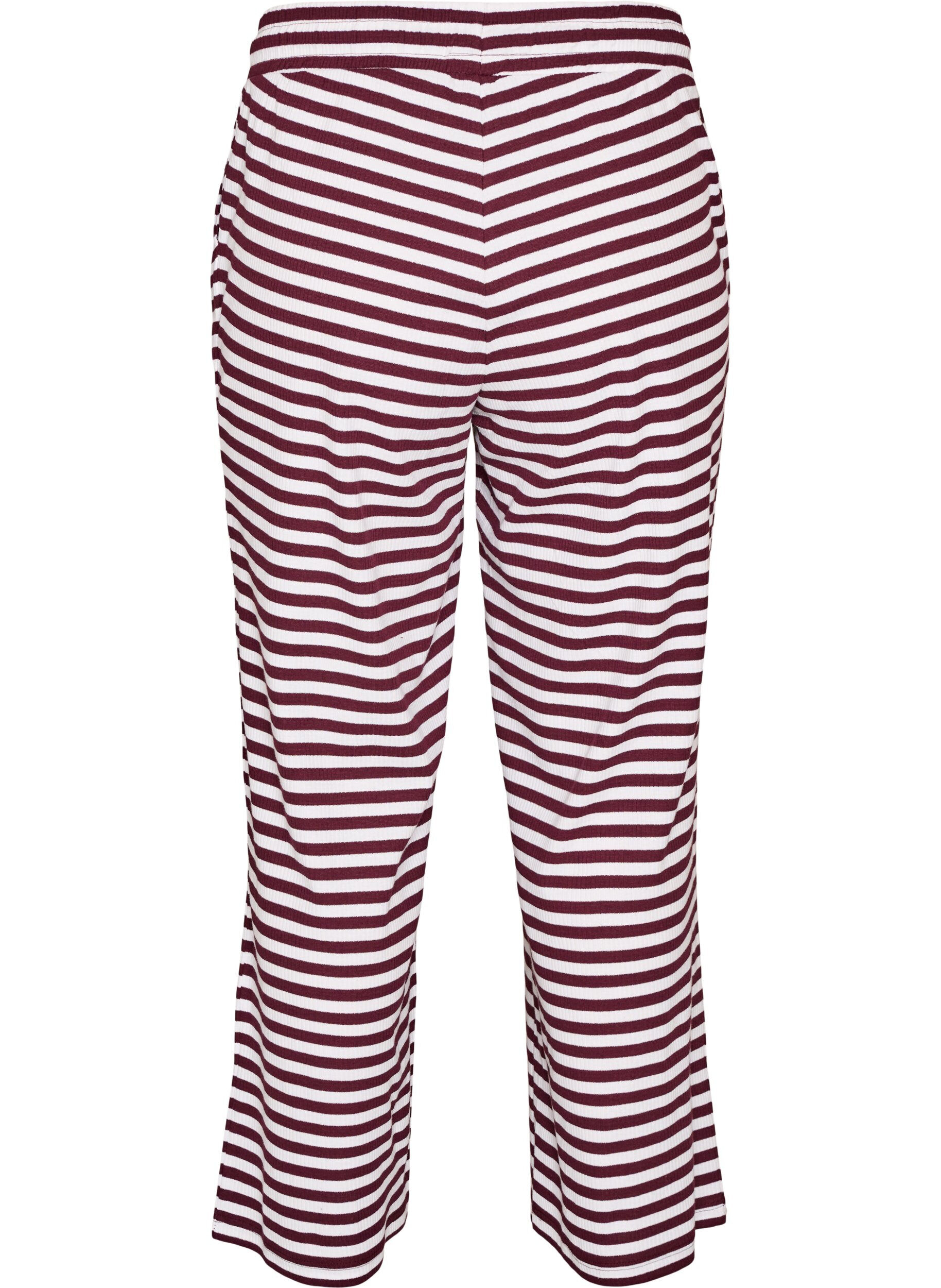 ZizziStripete pyjamasbukser med h&oslash;y midje og vide ben, R&oslash;d, Packshot image number 1
