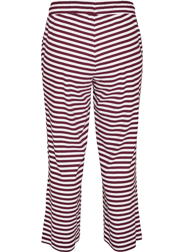 Stripete pyjamasbukser med h&oslash;y midje og vide ben, R&oslash;d, Packshot image number 1