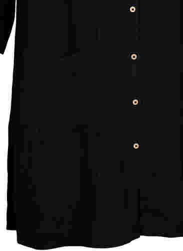 Lang viskoseskjorte med lommer og 3/4-ermer, Black, Packshot image number 3