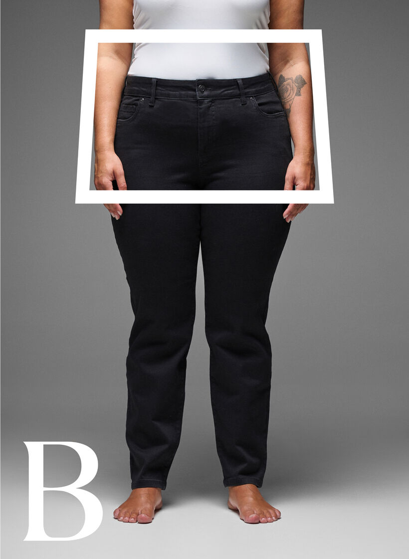 Slim fit jeans med vanlig midje, Black, Model image number 1