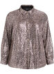 Paljettbluse med lange ermer, Brun, Packshot image number 0