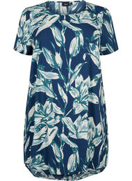 Kjole med trykk og korte ermer, Navy B.Big FlowerAOP