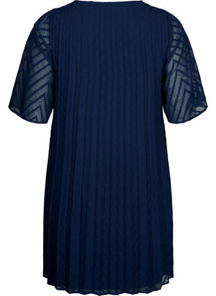 Kjole med korte ermer og struktur, Navy Blazer, Packshot image number 1