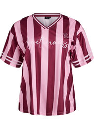 Sporty t-skjorte med striper og tekstmotiv, Tawny Port Stripe